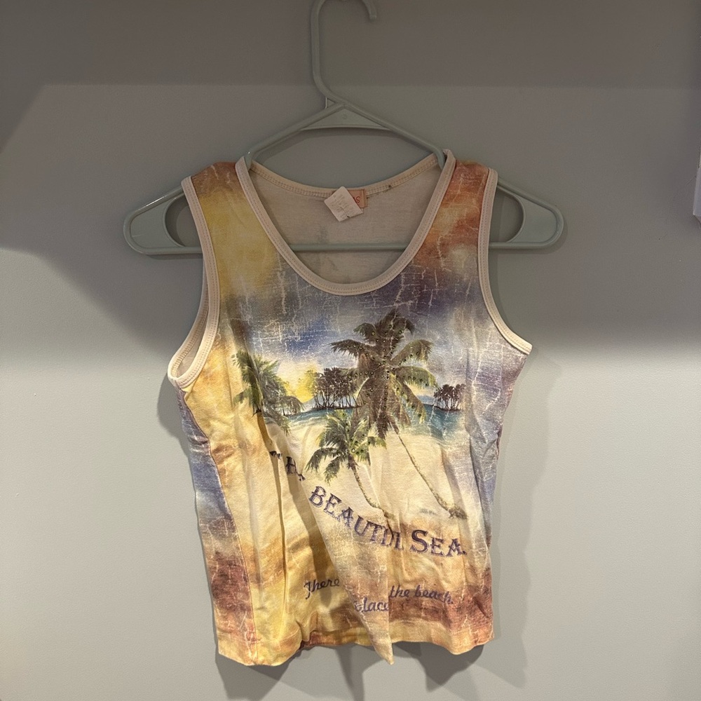 Y2K Tropical Print Sleeveless Top